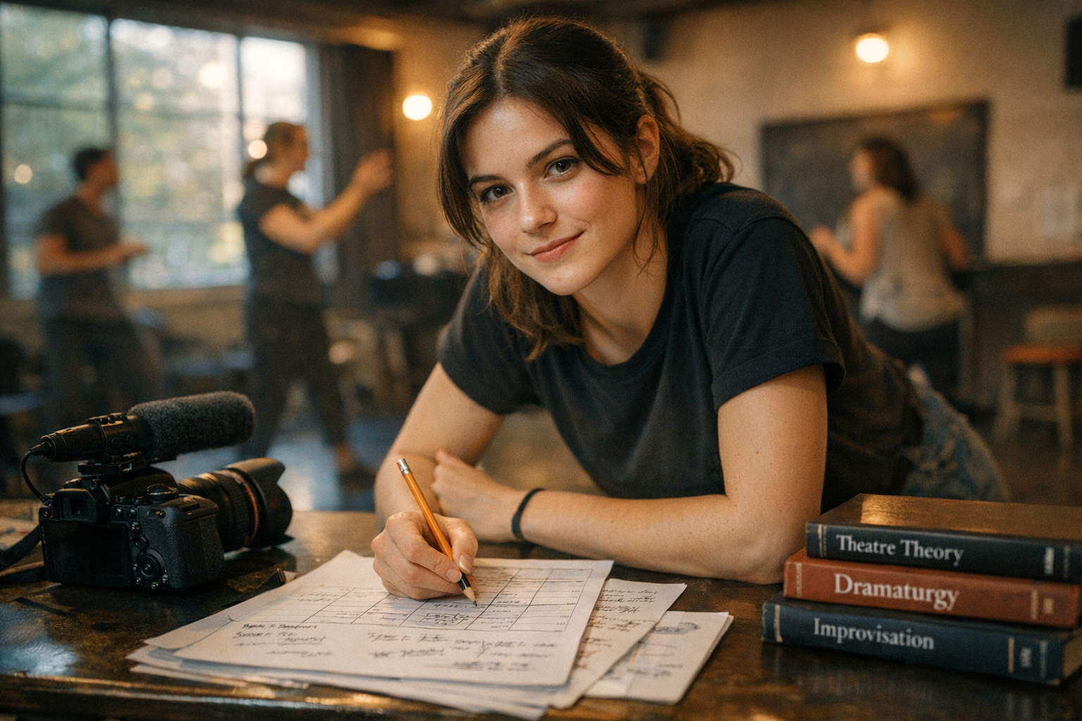 Studenten oefenen vaardigheden op theaterschool