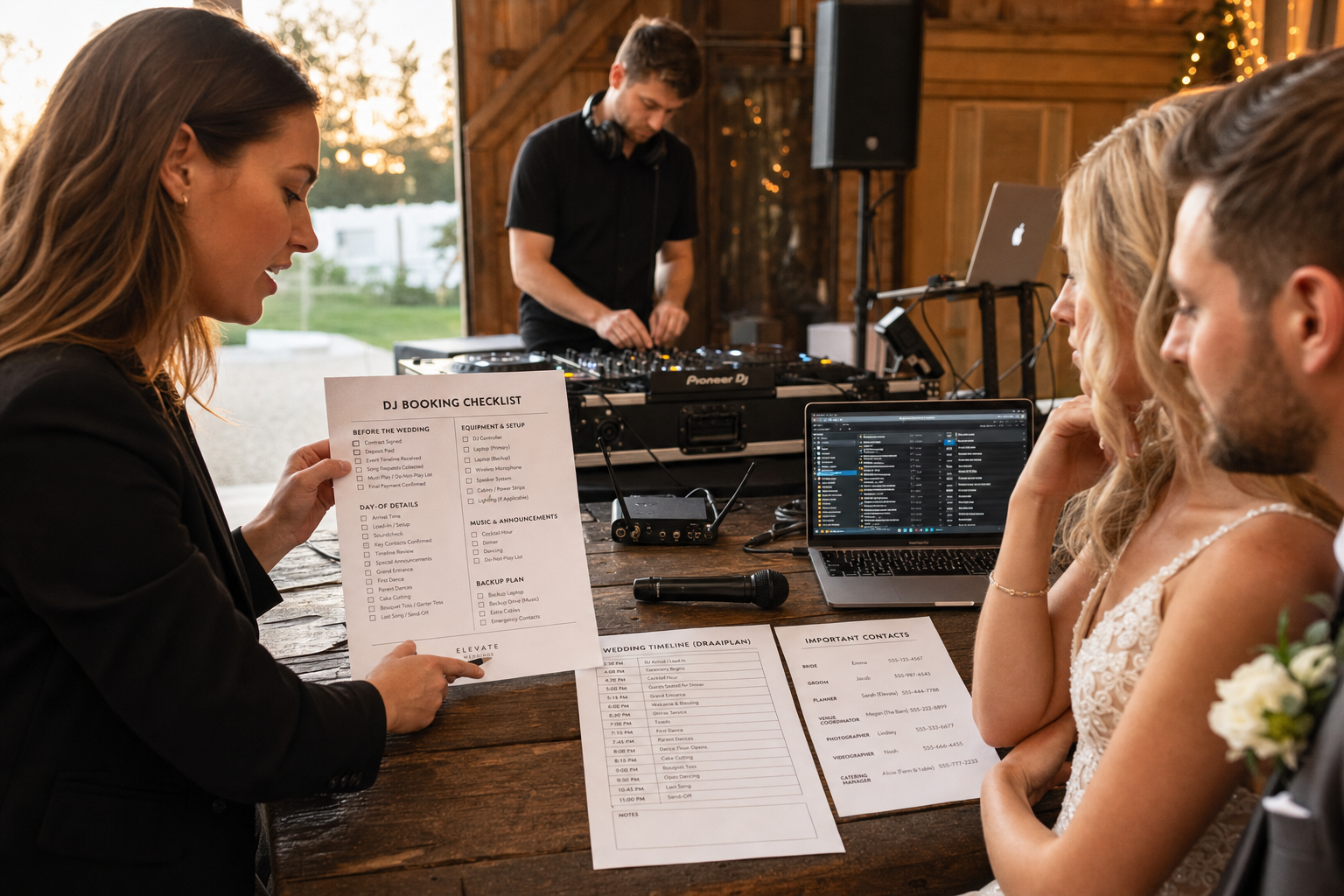 DJ setup voor bruiloft met professionele apparatuur